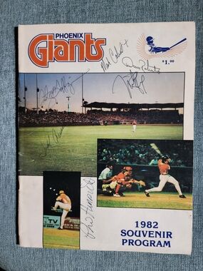 Vintage 1982 Phoenix Giants Baseball Souvenir Program - Signed